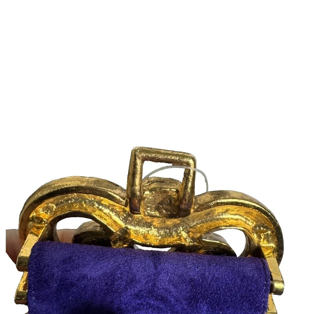 Emanuel Ungaro Parallele Paris Vintage 90's Purple Suede statement belt gold NWT